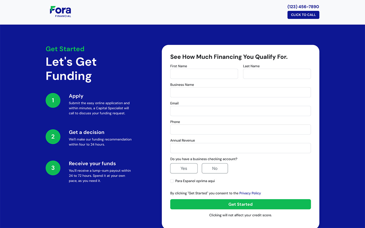 Landing Page Example Financial Services