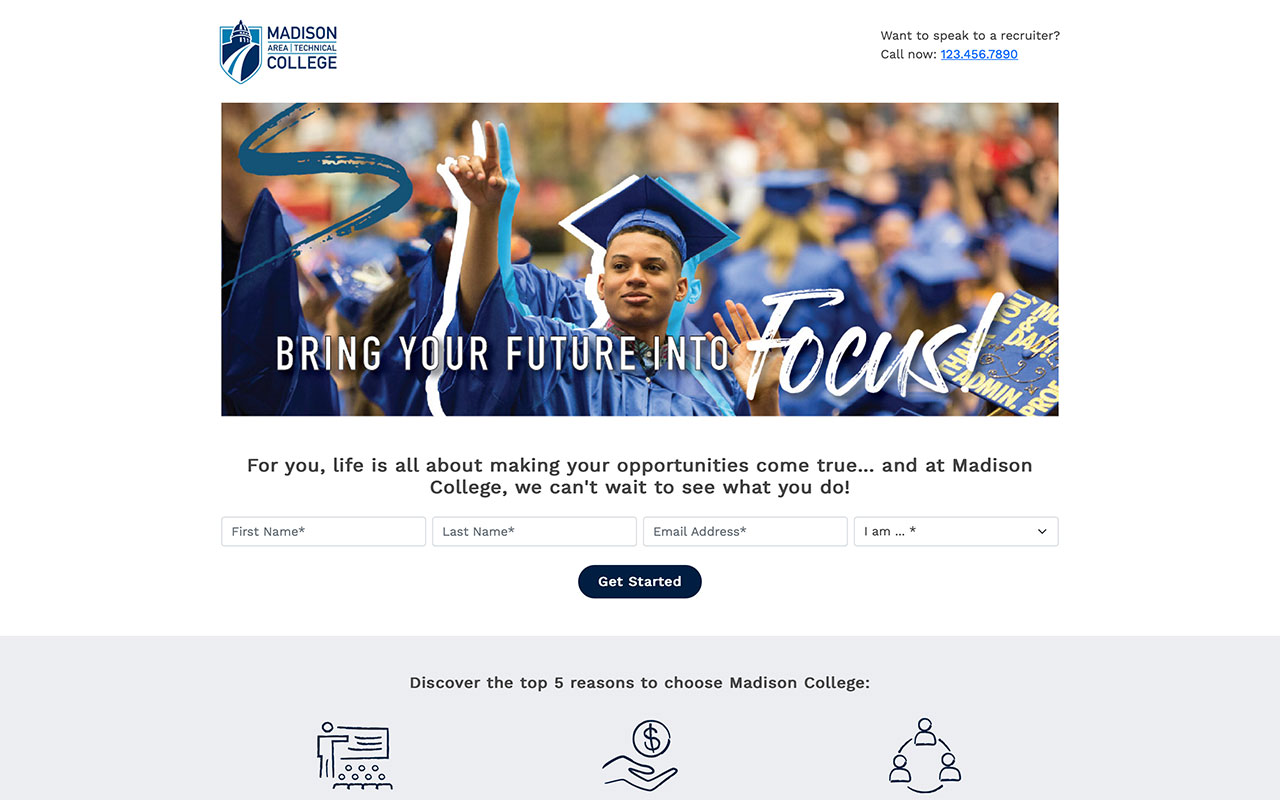 Landing Page Example Higher Education