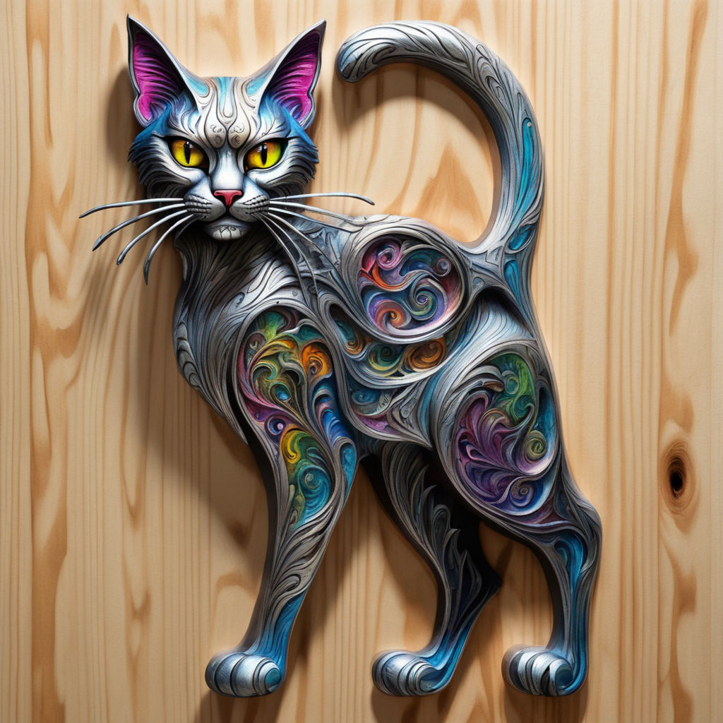 Scaredy Cat Wood Wall Decor