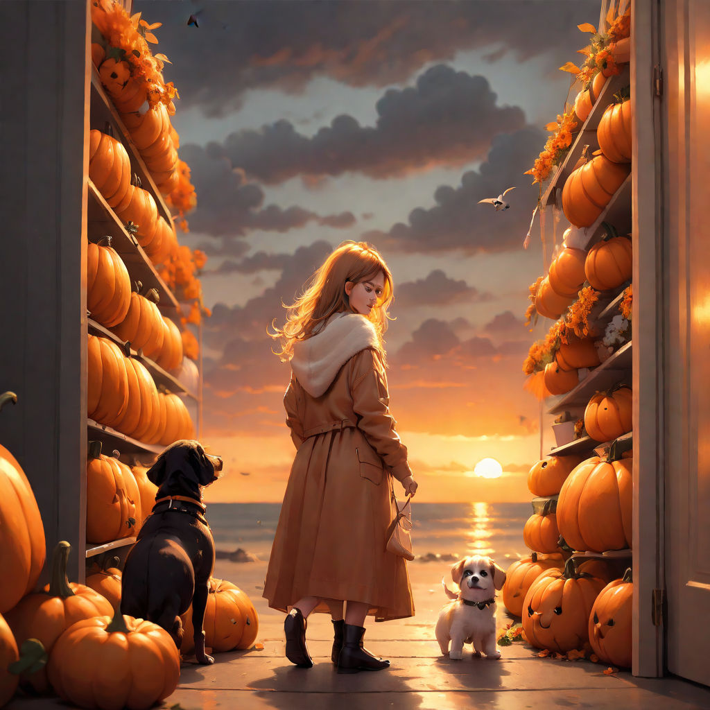 Kawaii Anime Girl in a Halloween Pumpkin - Anime Halloween