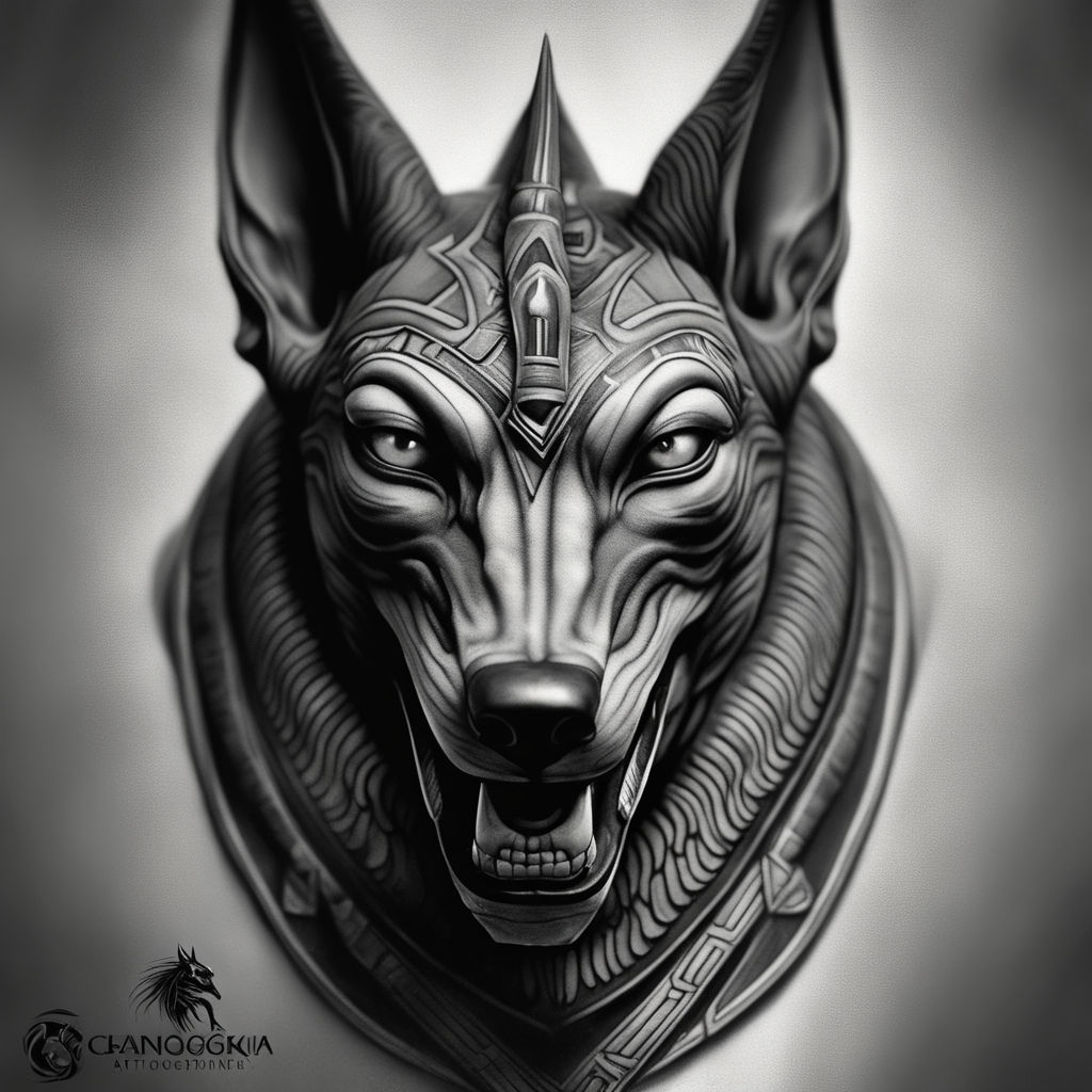 Anubis face tattoo