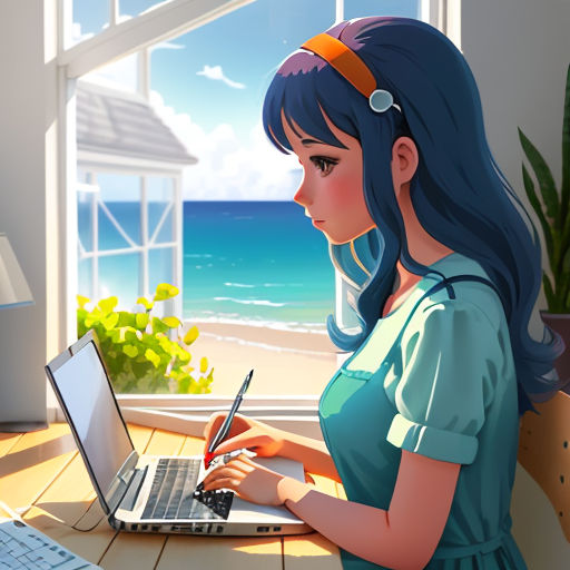 anime girl typing