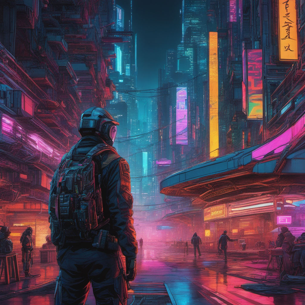 HD wallpaper: men, jacket, backpacks, futuristic, futuristic city, cyberpunk