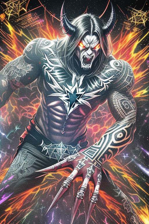 Cyberpunk Metallic Chrome Tattoo Biker Tattoo Demon Lucifer Chaos Gothic  (Epic) Royo) - Playground