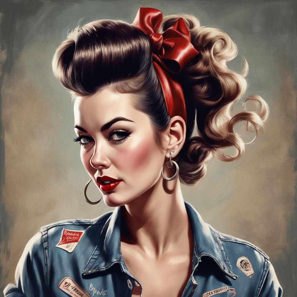 Rockabilly girl on vespa and modeling pinup style at urban city