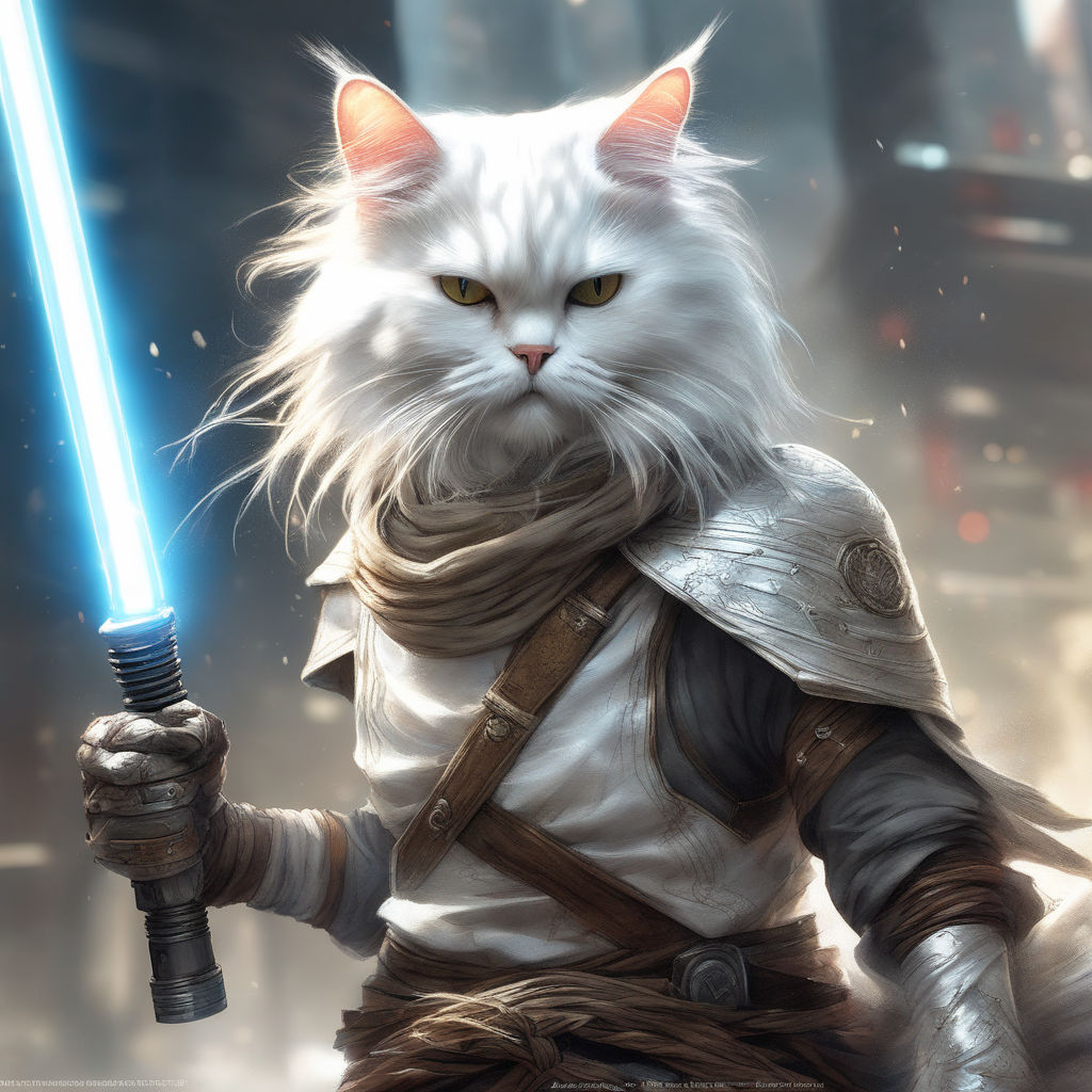 cats fighting with lightsabers