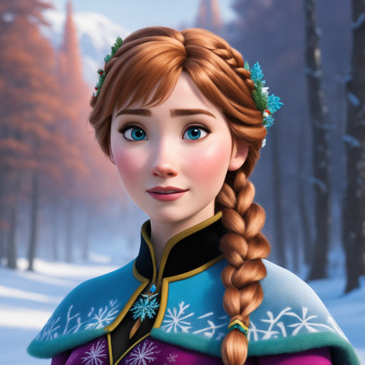 Hyper Realistic Disney Frozen Princess Anna in Snowy Forest · Creative  Fabrica