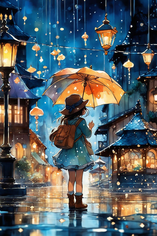 anime umbrella rain