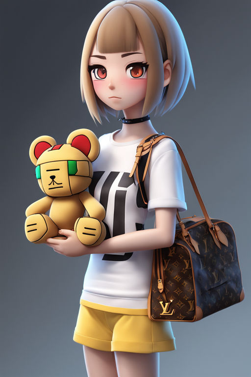 realistic female with clothing louis vuitton 3D model