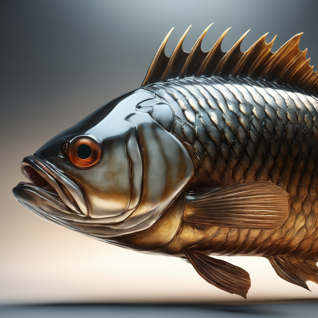 extremely realistic and detailed digital painting of a Bass(fish) -  Playground