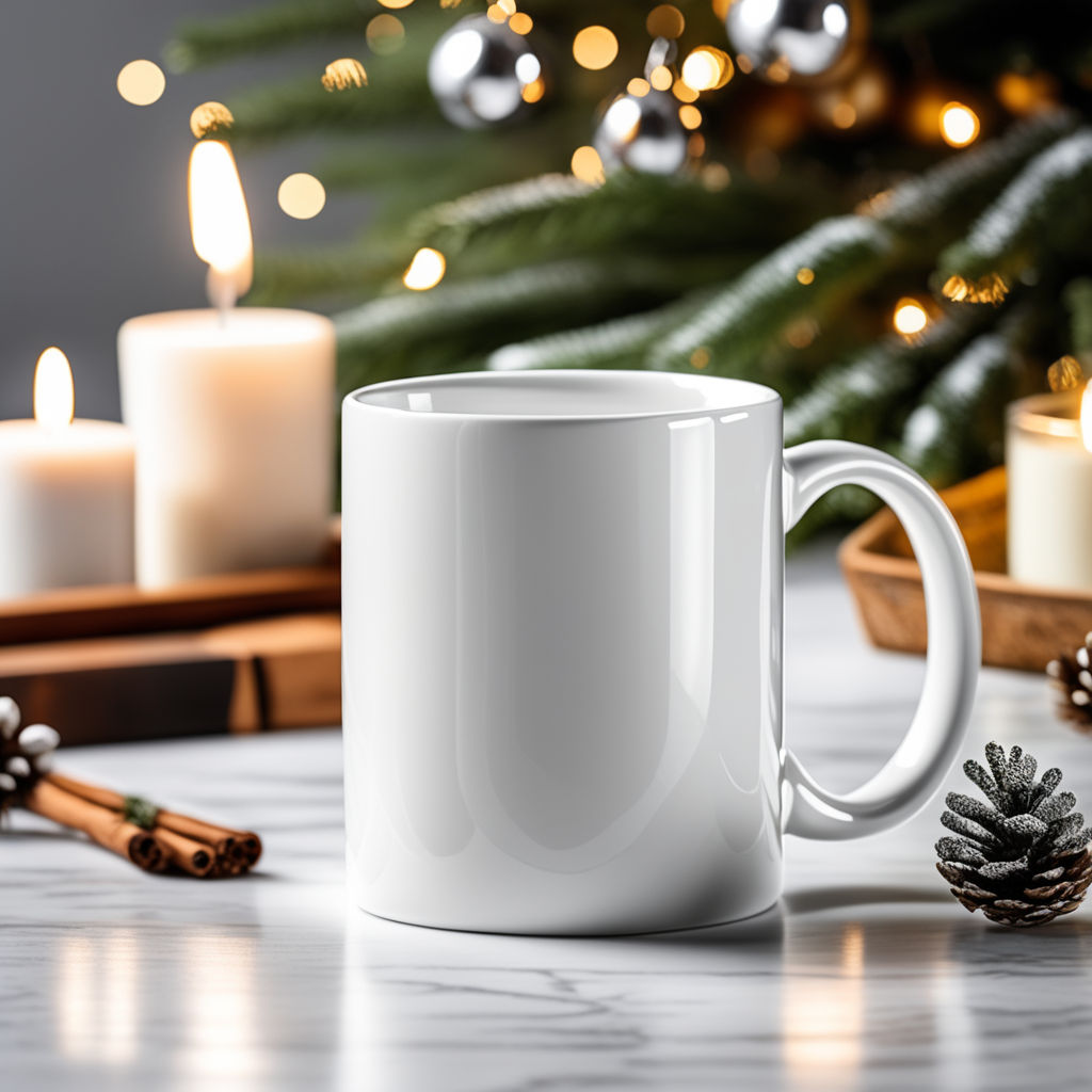 Red Handle Mug Mockup, Little Girl Holding 11oz Mug, Cocoa Mug Mockup, 11oz  Inner Handle Mug, Winter 11oz Red & White Mockup, Christmas Mug 