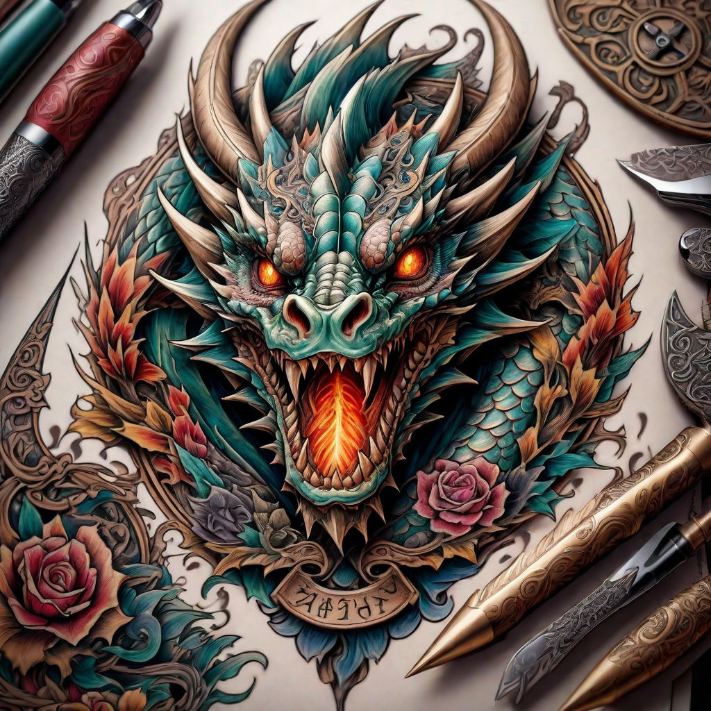 Dragon head tattoo by gettattoo on DeviantArt