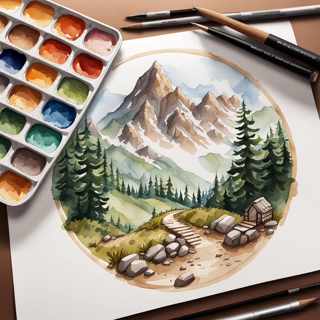 Premium Vector | Watercolor painting of colorful nature with trees