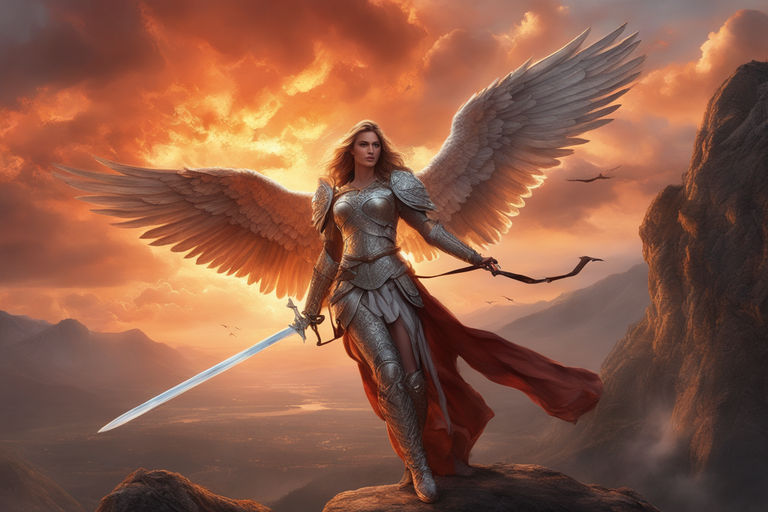 female warrior with wings