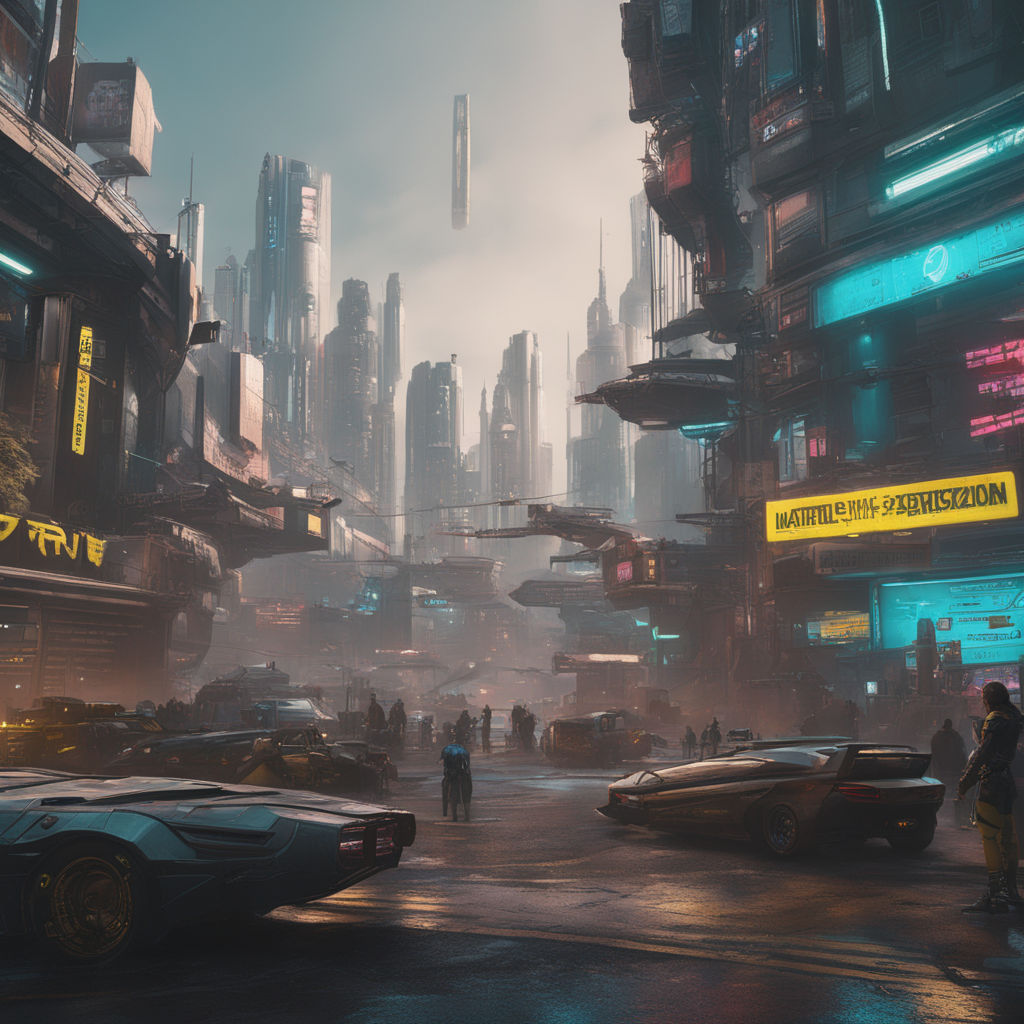 ArtStation - Futuristic cyberpunk tech city street