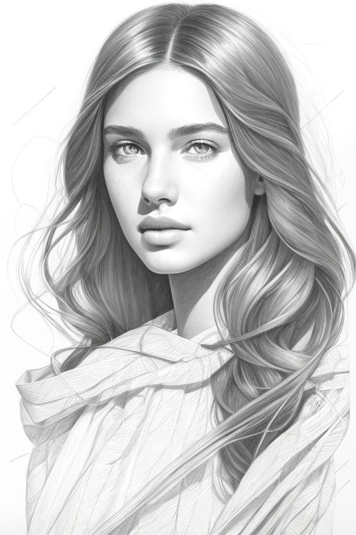 girl portrait sketch ink art style  Playground AI