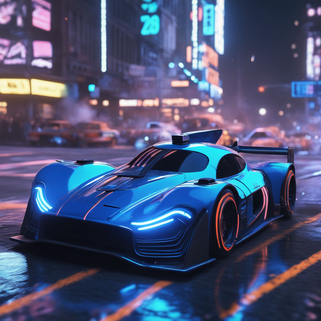 street racing cars with neon lights