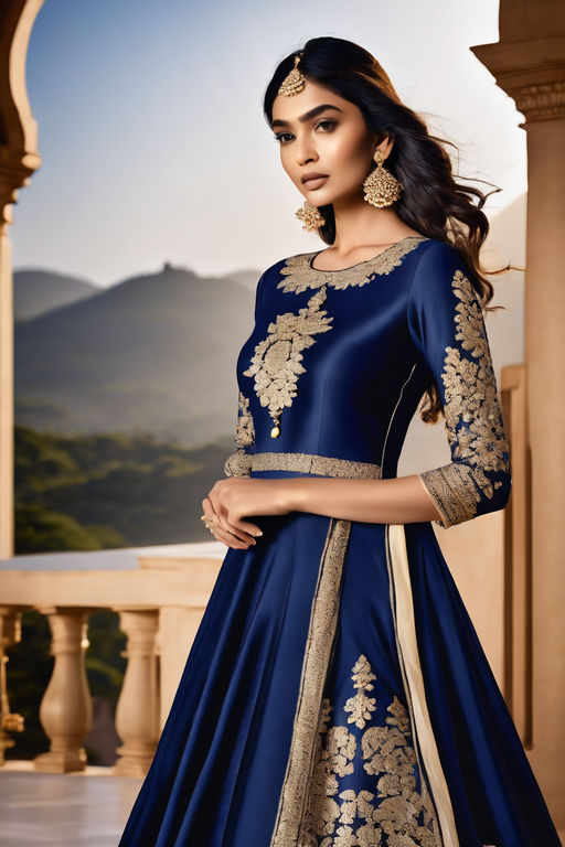 Buy Women's Satin Rajputi Poshak, Rajputana Poshak, Rajputi Dress Blue at  Amazon.in