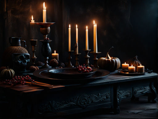 raw photo of candle Halloween inspired inside modern gothic