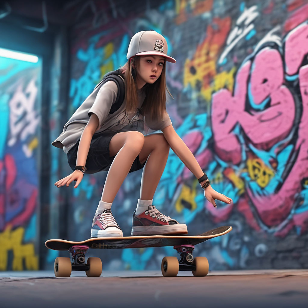 anime skater girl background