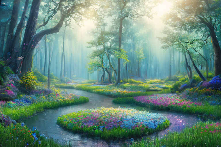 The Enchanted Forest  Fantasy landscape, Magic forest, Anime scenery