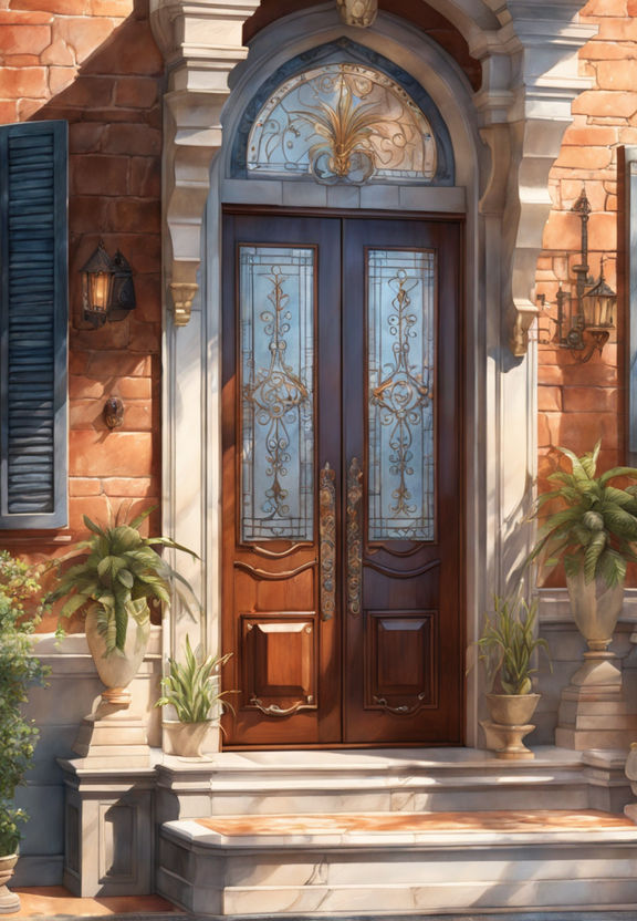 double door on house cartoon