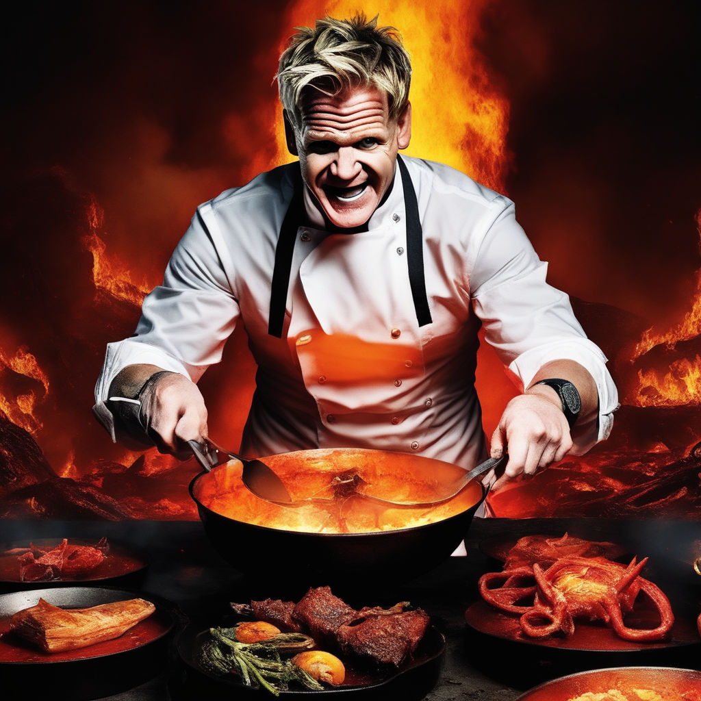 GOR001 : Gordon Ramsay with knife - Iconic Images