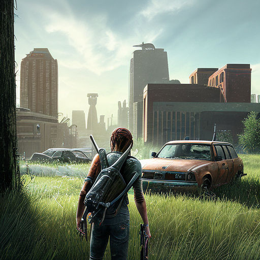 Wallpaper the city, guitar, skyscrapers, postapokalipsis, fan art, Ellie, the  last of us for mobile and desktop, section игры, resolution 1920x1080 -  download