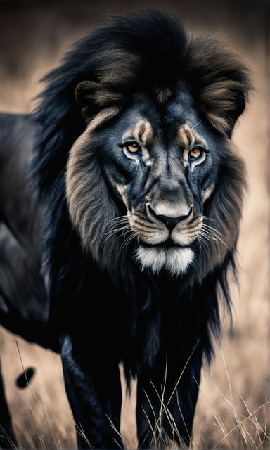 black lion with red eyes