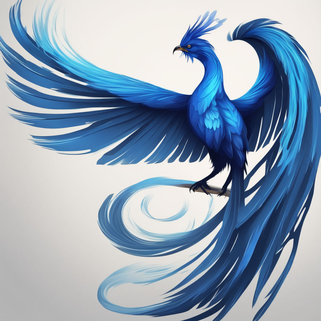 blue phoenix bird drawing