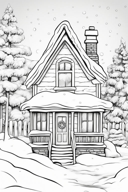 beautiful winter whimsical snowy house inside jar adult coloring book :  Unique Holiday winter theme - Playground