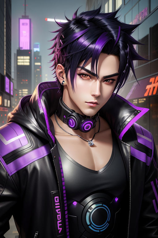 HD Anime Boy Purple Hair PNG | Citypng
