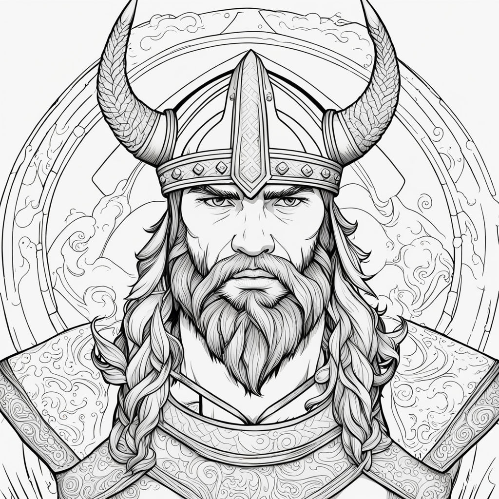 Line drawing Bjorn Ironside Viking warrior style Carl Larsson
