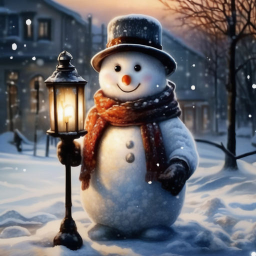 Blue Winter Snowflake Snowman Kawaii Chibi Hyper Realistic Graphic ·  Creative Fabrica