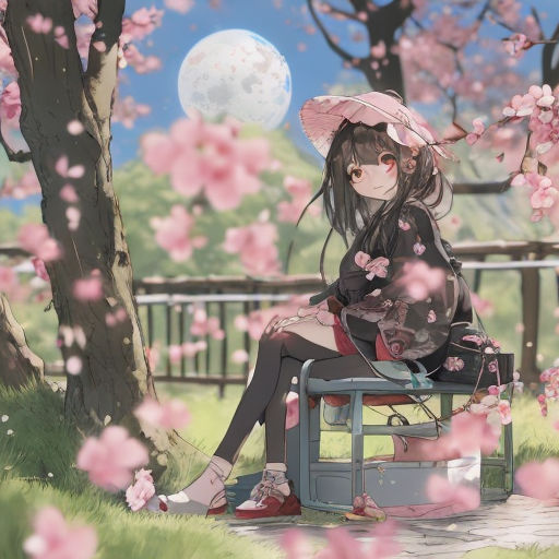 Japanese Anime Girl Under A Cherry Blossom Tree Skateboard