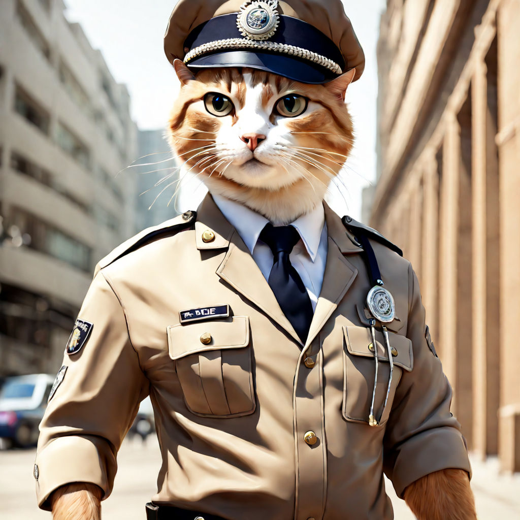 Portrait of a Funny Cat in a Police Hat and Tie Stock Photo - Image of  constable, kitten: 178698814