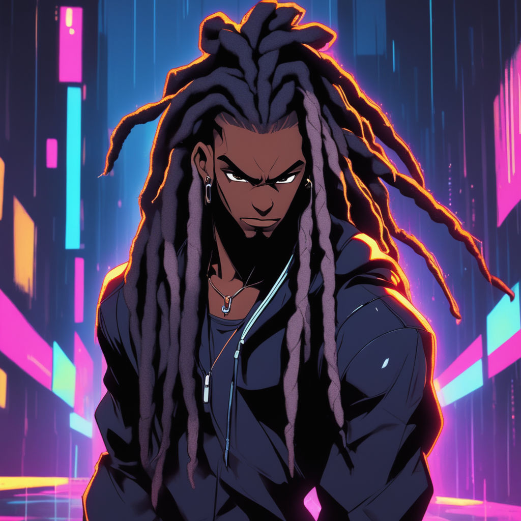 80s anime, jui jitsu kaisen, dreadlocks, african american, detailed on  Craiyon