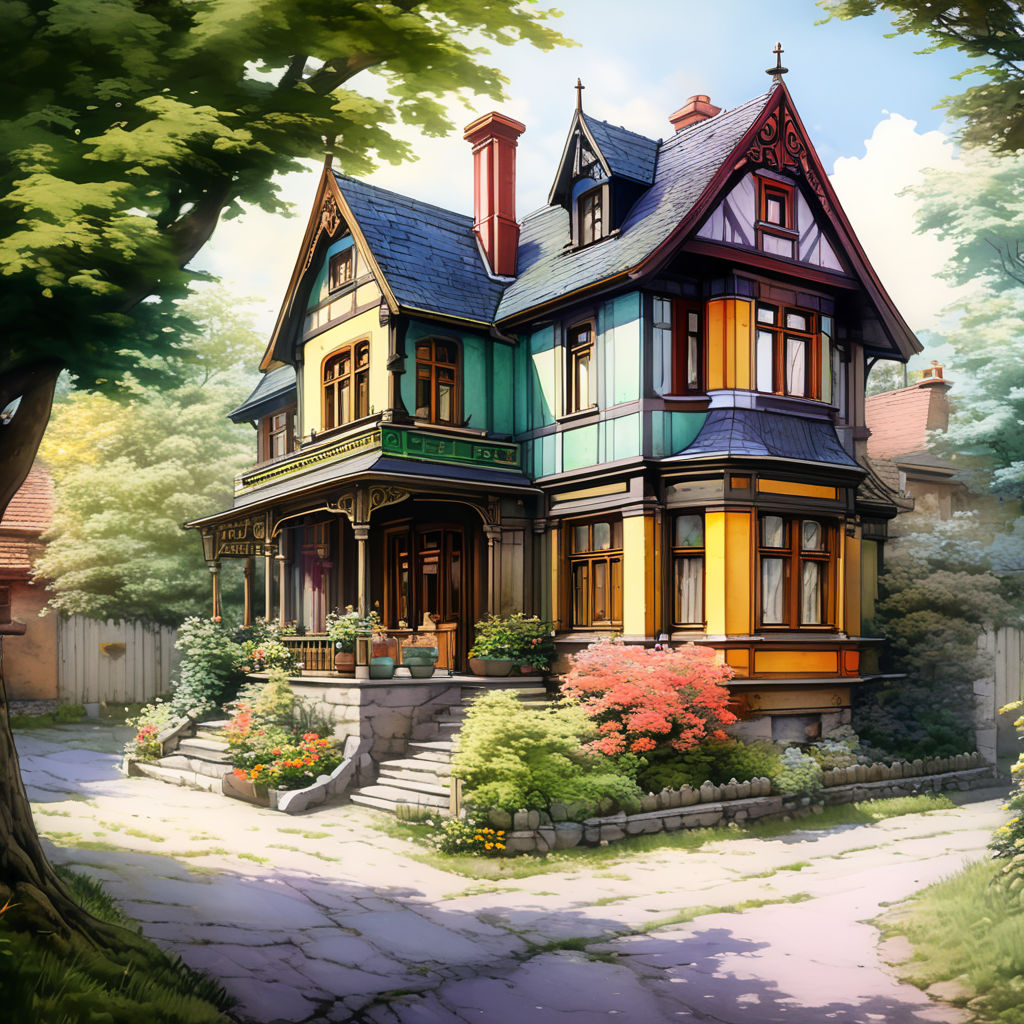 Anime-style house design on Craiyon