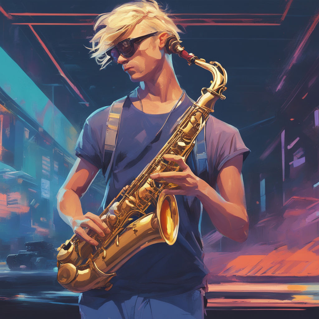 Anime girl playing saxophone on Craiyon