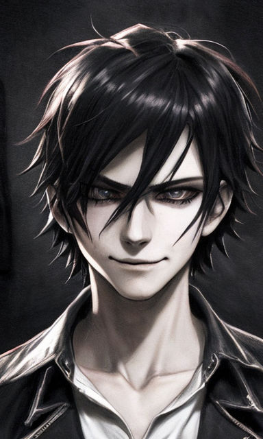 scary anime guy with black hair