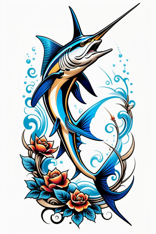 Tribal Blue Marlin tattoo - 04 by NativeStew on DeviantArt