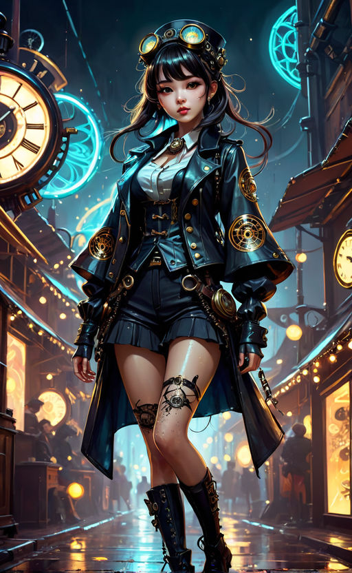 Premium Photo | Character Anime Concept Petite Female With a Corseted Dress  Steampunk Style Young Ad Sheet Art