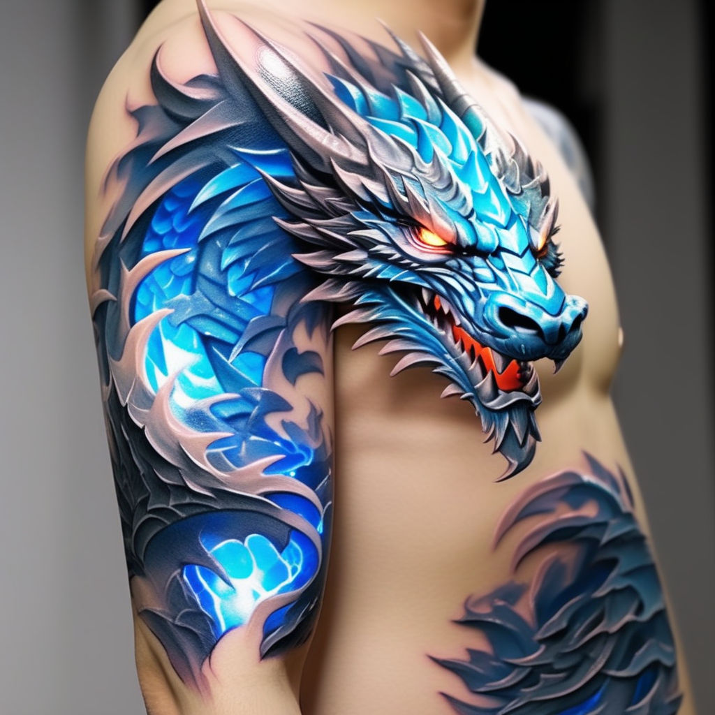 holographic psychedelic tribal dragon tattoo design