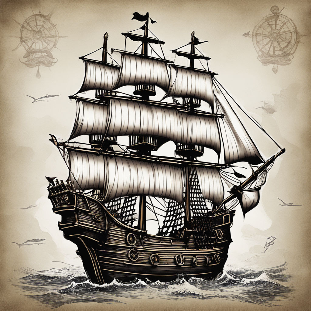 realistic pirate ship tattoo