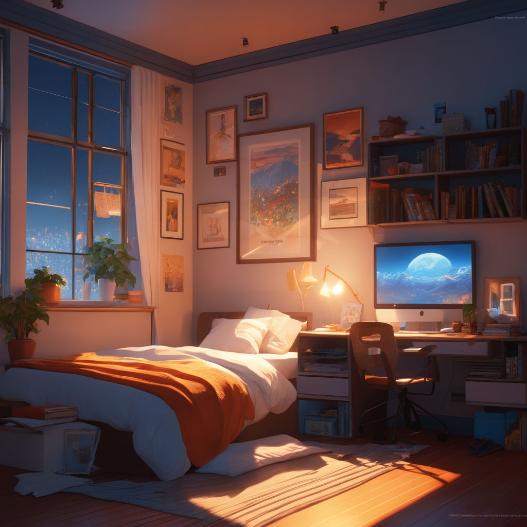 ArtStation - Visual Novel Background - A Gamer's Room - night version (  Commission )
