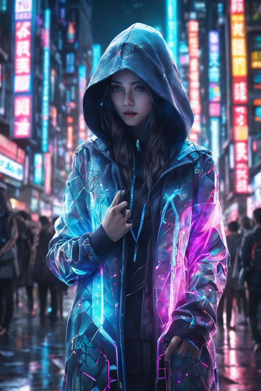 Impressão Em Tela Cyberpunk Anime Girl