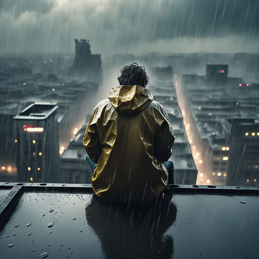 man alone crying in rain