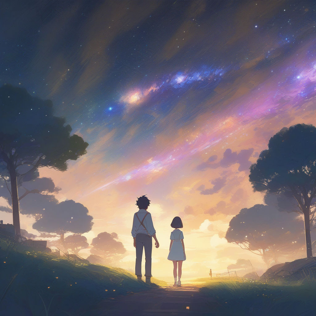 200 stars in the night sky, style of makoto shinkai studio