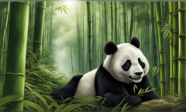 A playful panda, happily munching on bamboo, in a cute and cheerful art  style, with a moderate level of detail. sticker, joyful, vibrant colors,  cartoonish style, vector, contour, white background