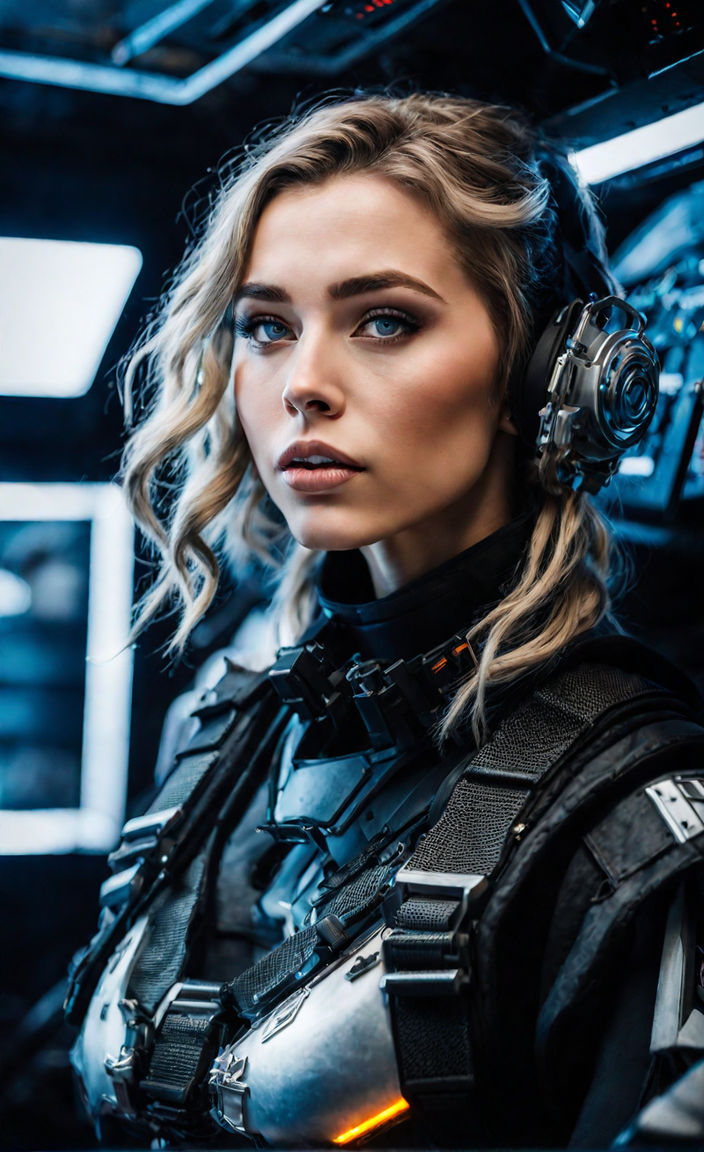 Attractive Nordic Woman in Tactical Military Cosplay